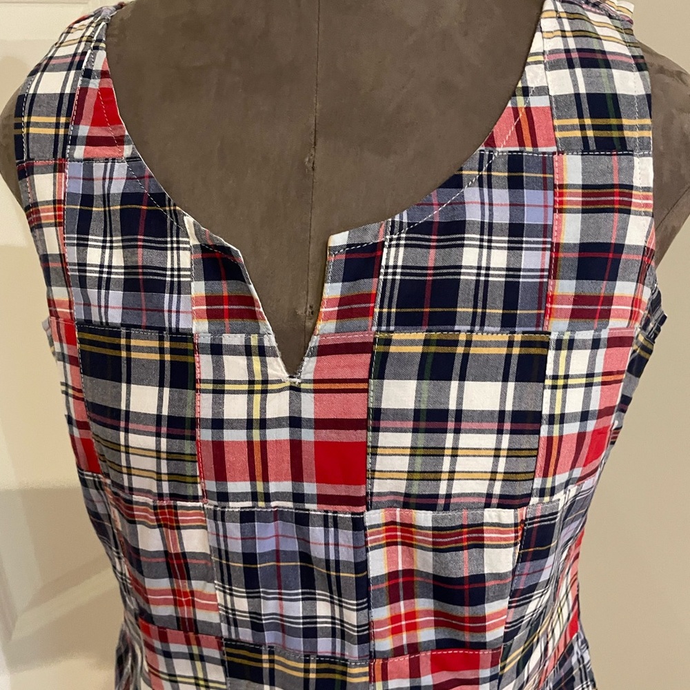 LLBean checkered patchwork sleeveless dress - Picture 4 of 16